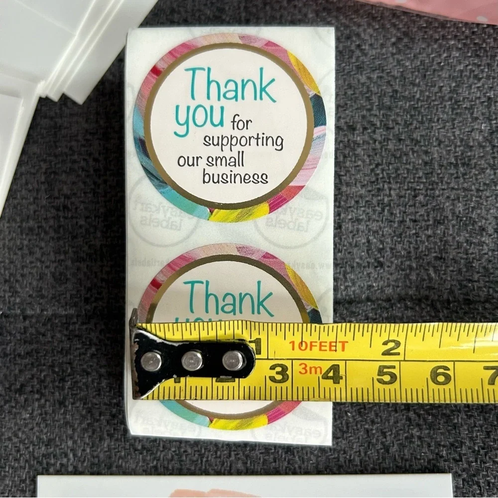 25 THANK YOU Business Cards + 25 Stickers, Starter Set, Watercolor, ORANGE